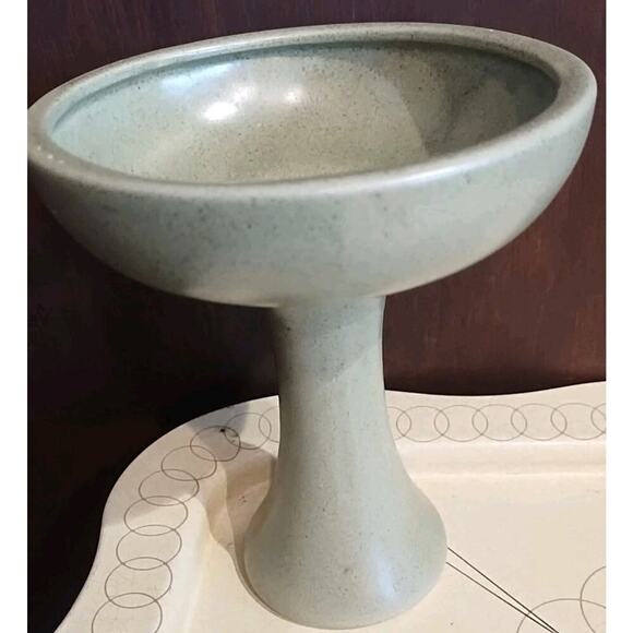 Vintage Haeger Pottery Planter Olive Green Pedestal Footed Compote - MCM - USA - Picture 1 of 6